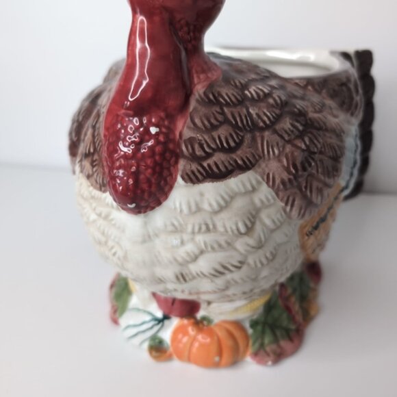 World Bazaar Retro 90s Turkey Bird Farmhouse Cottage Ceramic Bowl Flower Pot - Picture 4 of 9